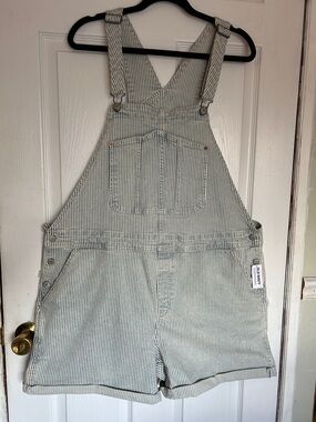 Old Navy Blue and Cream Striped Overalls
